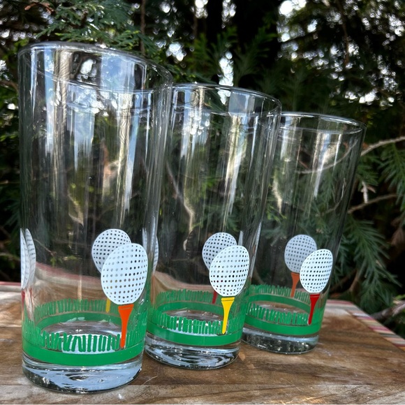 Vintage 19th Hole Golfing Green Tee highball Beverage Cocktail Beer Glasses - Picture 9 of 9